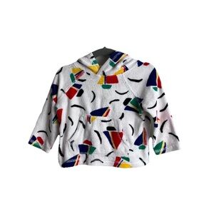 Hanna Andersson Terry Cloth Hoodie 12-18M Sail Boat Print Primary Colors Boys